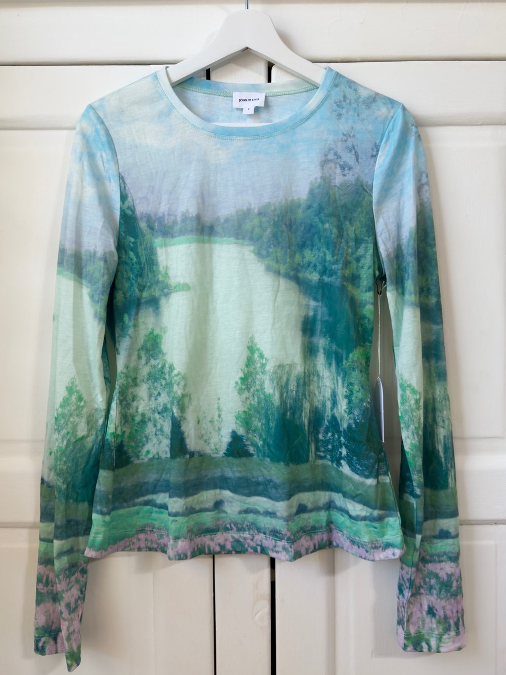Revolve Song of Style Penny Top in Blue Landscape Long Sleeve Size Small NWT